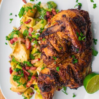 chicken and vegetables on plte