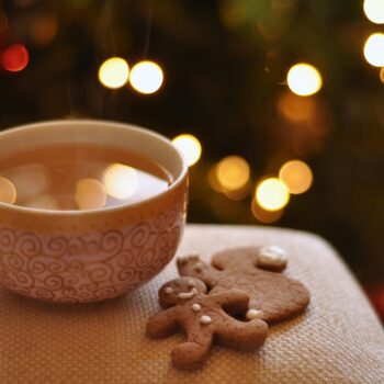 gingerbread near bowl with liquid